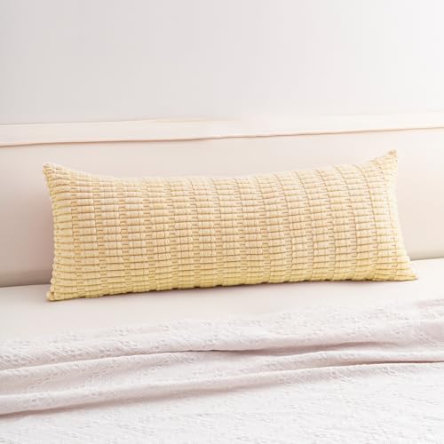 Image of Aegero Corduroy Decorative Throw Pillow Covers 14x36 Inch Soft Striped Pillow Covers Modern Farmhouse Home Decor for Sofa Living Room Couch Bed（Beige）