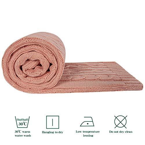 Image of NTBAY 100% Pure Cotton Cable Knit Toddler Blanket, Super Soft Warm Breathable 30x40 Baby Blanket for Crib, Stroller, Nursery, Travel, Newborn, 30x40 Inches, Coral Orange