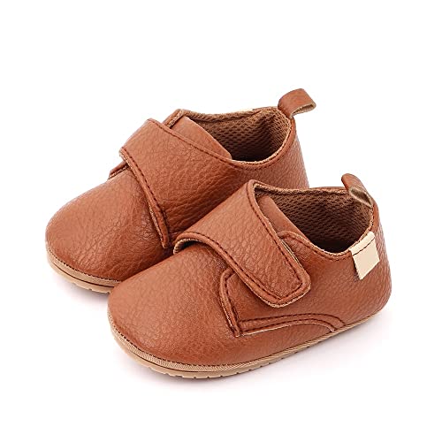 Sawimlgy Baby Boys Girls Premium Soft Leather Oxfords Dress Wedding Shoes Sturdy Rubber Sole Waterproof Lace Up Ankle Shoes Brogue Formal Loafers First Walker Newborn Infant Toddler Lazy Crib Shoes #TOP11