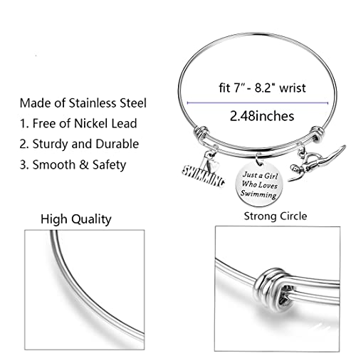 Image of FUSTMW Swimming Bracelet Just a Her Who Loves Swimming Gifts Swim Gifts for Swimmers Jewelry I Love Swimming Lover Gifts