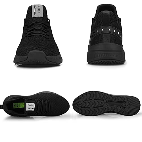 Feethit Mens Slip On Walking Shoes Blade Tennis Shoes Non Slip Running Shoes Lightweight Workout Shoes Breathable Mesh Fashion Sneakers All Black Size 10