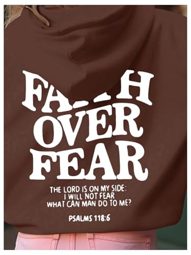 Girl's Letter Graphic Hoodies Long Sleeve Faith Over Fear Hoodies Sweatshirts Pullovers Trendy - Image 5