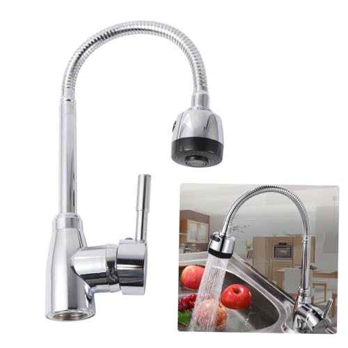 TEHAUX Grifo de Cocina Giratorio con Pulverizador Extraíble y Diseño de Aleación Fregadero de Vías para Uso Duradero Cocinas Modernas
