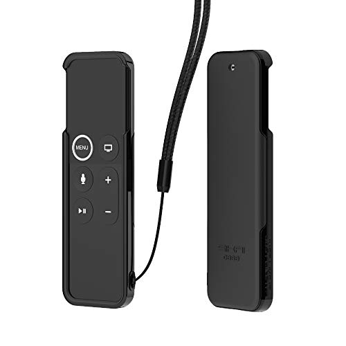 SIKAI Transparent Remote Case for Apple TV 4th Generation Remote Cover [Anti-Dust Plug] [Shockproof] Remote Sleeve for Apple TV 4th Gen Siri Remote Controller (TPU Black)