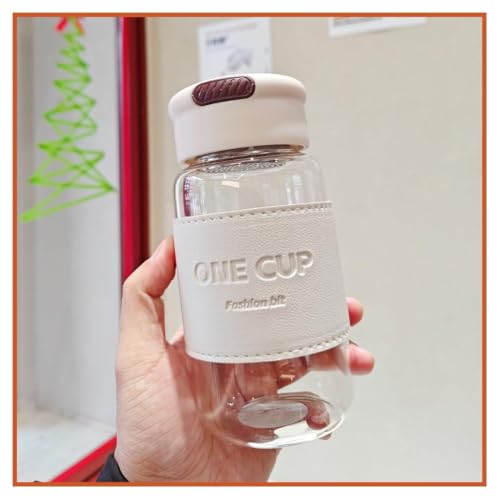Image of Wosta Tea Infuser Bottle with Strainer - Hot & Cold Brew Glass WaterBottle - Leakproof - Silicone Sleeve - BPA Free Infuser - Tea -Pot Alternative - Leaf (White)