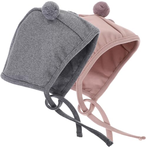 ASAKKURA Gorros de Algodón para Recién Nacidos 2 Piezas Diseño Adorable y Correas Ajustables para Bebés en Invierno y Uso en Interiores