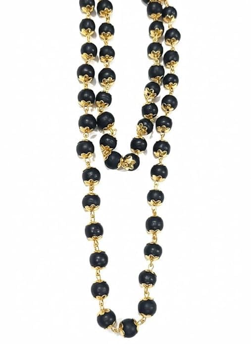 gold plated karungali mala with 54 beads and 7 mm bead size spiritual healing prayer jaap mala for men & women