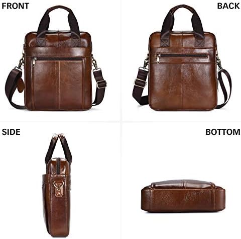 BAIGIO Genuine Leather Shoulder Bag for Men - Spacious Messenger Bag Cross Body Casual Daypack Small Briefcase for Hiking Travel Everyday Use Brown