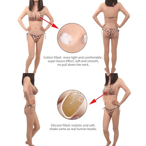 Image of Silicone Bodysuit With Breast Plate With Legs Can Pee and Inserted For C Cup For Crossdress Transgender Drag Queen (Silicone filled, Brown)