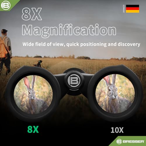 Image of BRESSER 8x42 Binoculars for Adults, High Power Waterproof Binoculars Telescope for Hunting Bird Watching Travel Football Games with Carrying Case and Strap,FMC Green Film,BAK4 Prism