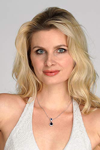 Mariell Sapphire Cubic Zirconia Teardrop Necklace - Something Blue Bridal or September Birthstone Gift3