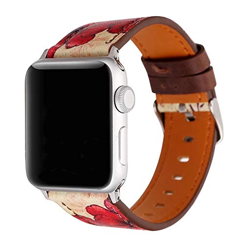 Vintage Lederband 38Mm 40Mm 42Mm 44Mm, Classic Retro Beiläufige Gurt-Armband Mit Edelstahl-Wölbung, Geeignet Für Apple Watch 5 4 3 2