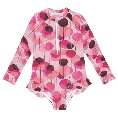 1 Piecing Long Sleeve Swimsuit Girls Art Balloon Magenta Peach Surfing Swimsuits Bathing Suits for Kids