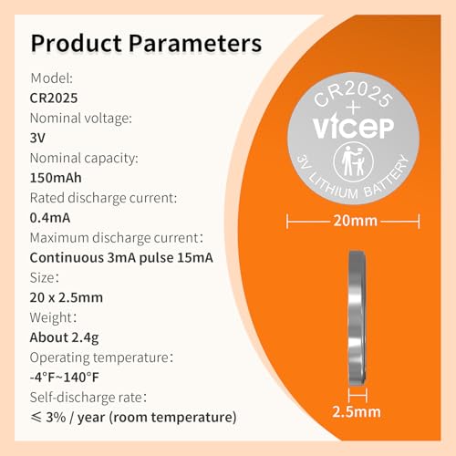 Pilas CR2025 paquete 5 unidades 3V litio compatibles miniatura 2