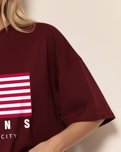 Image of AUSK Oversized Front Printed Loose Fit T-Shirt for Women || Tshirt for Girls