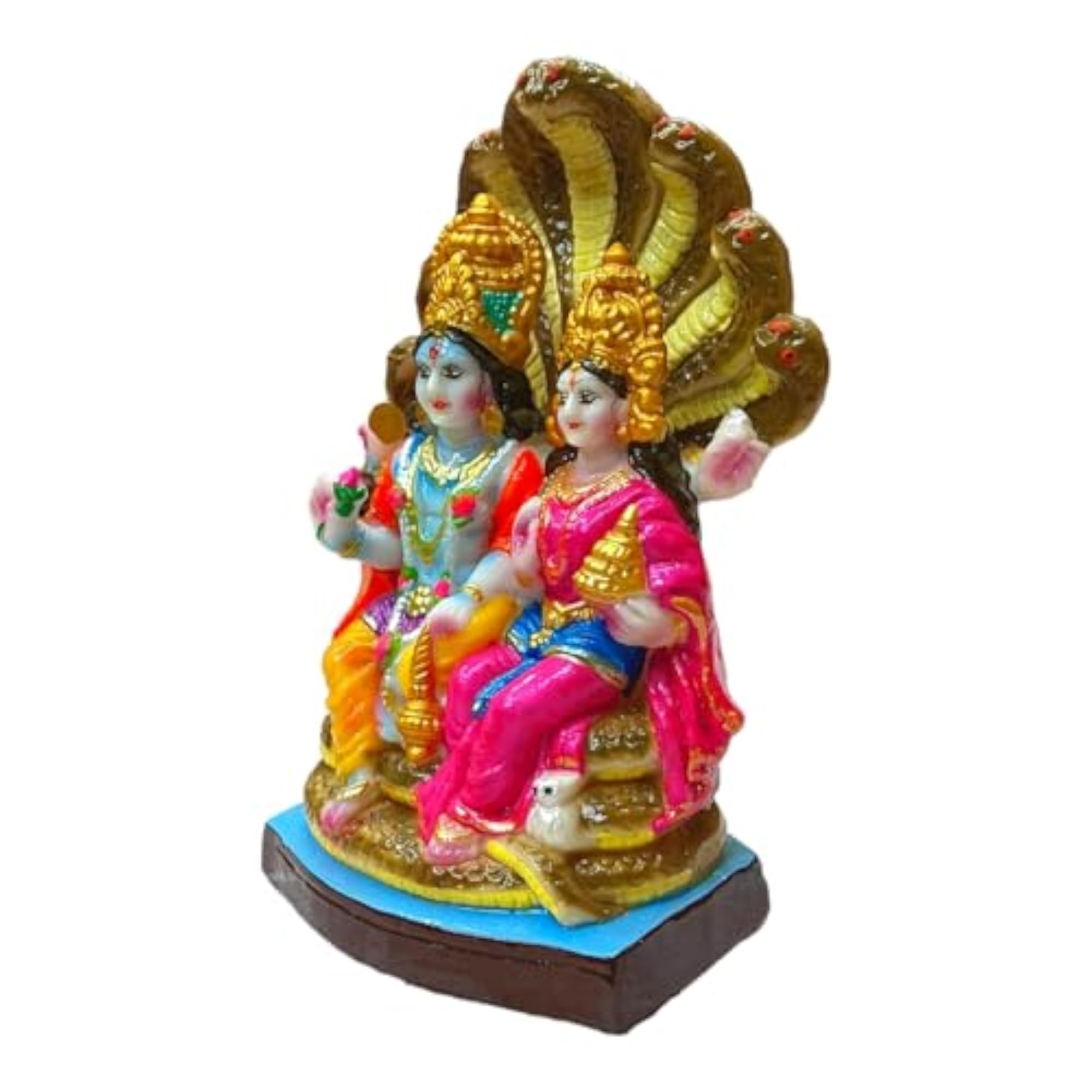 Handcrafted Lakshmi Narayan Idol in Marble Dust, 5.5 Inch