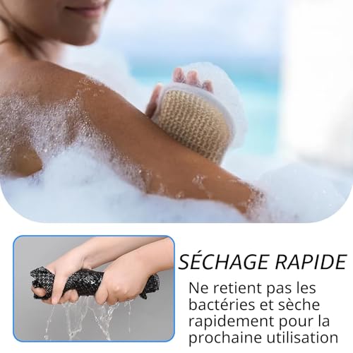 DALAETUS 2 Pièces Serviettes Exfoliantes Japonaises, Gommage du Japonais Set, Serviette Exfoliant pour le Dos, Débarbouillettes pour Homme Femme (Noir) – vue 5