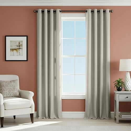 DECOLURE Linen Blackout Curtains - SunShield 96 Inches Long Black