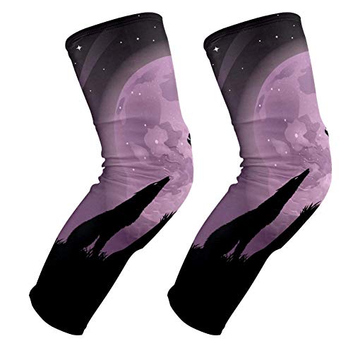 Genouillères rembourrées motif deux loups hurlant pleine lune pour protection genou sport fitness