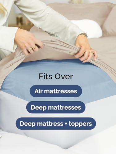 Image of Extra Deep King Fitted Sheet - Single Fitted Sheet Only - Wheat | Easily Fits 18 inch to 24 inch Mattress, Soft, Wrinkle Free, Breathable & Comfy, Extra Deep Pockets Hotel Luxury Fitted Sheet