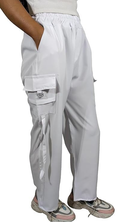 Image of ARYANSH Shoppe 4 Pocket Straight-Fit Cargo Trouser Pants for Kids Girls | Stylish High-Waist Casual Wear with Pockets | Small to XXL
