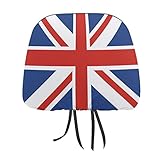Union Jack UK Flag Car Headrest Covers Auto Seat Head Rest Protector Case Universal Fit Accessories Decoration 11 X 10 Inch