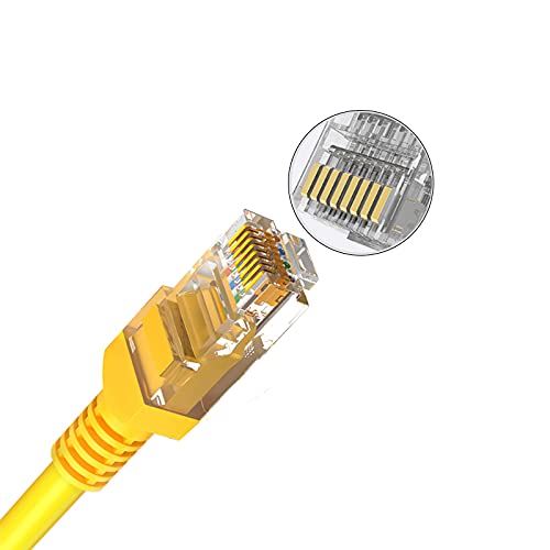 Hanutech Gold Plated Pass Through Copper Pin RJ45 Connectors 8 pin rj45 Connector UTP FTP Modular CAT5E CAT6 Connector 50U 8P8C Network Plug unshielded rj45 Crystal Plug (Pack of 100 Connectors)