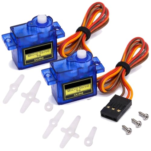 Image of Tishvi SG90 Micro Servo Motor (Plastic Gear) for UNO R3, Nano & DIY Robotics - 4.8-6V, 180 Rotation (Pack of 2)