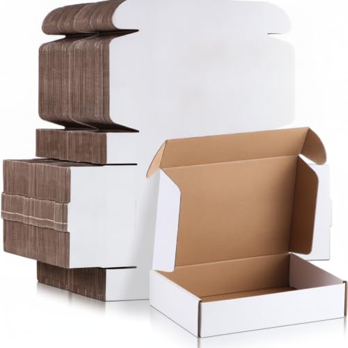 Image of Qilery 400 Pcs 5.9 x 3.9 x 1.2 Inches Shipping Boxes Corrugated Cardboard White Mailer Boxes Packaging for Small Business Mailing Wrapping Present Gift