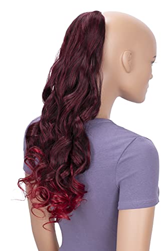 PRETTYSHOP 50cm Postizo Trenza Coleta Extensión De Cabello Ondulado Negro Rojo Mezcla HCB1-1 Cover