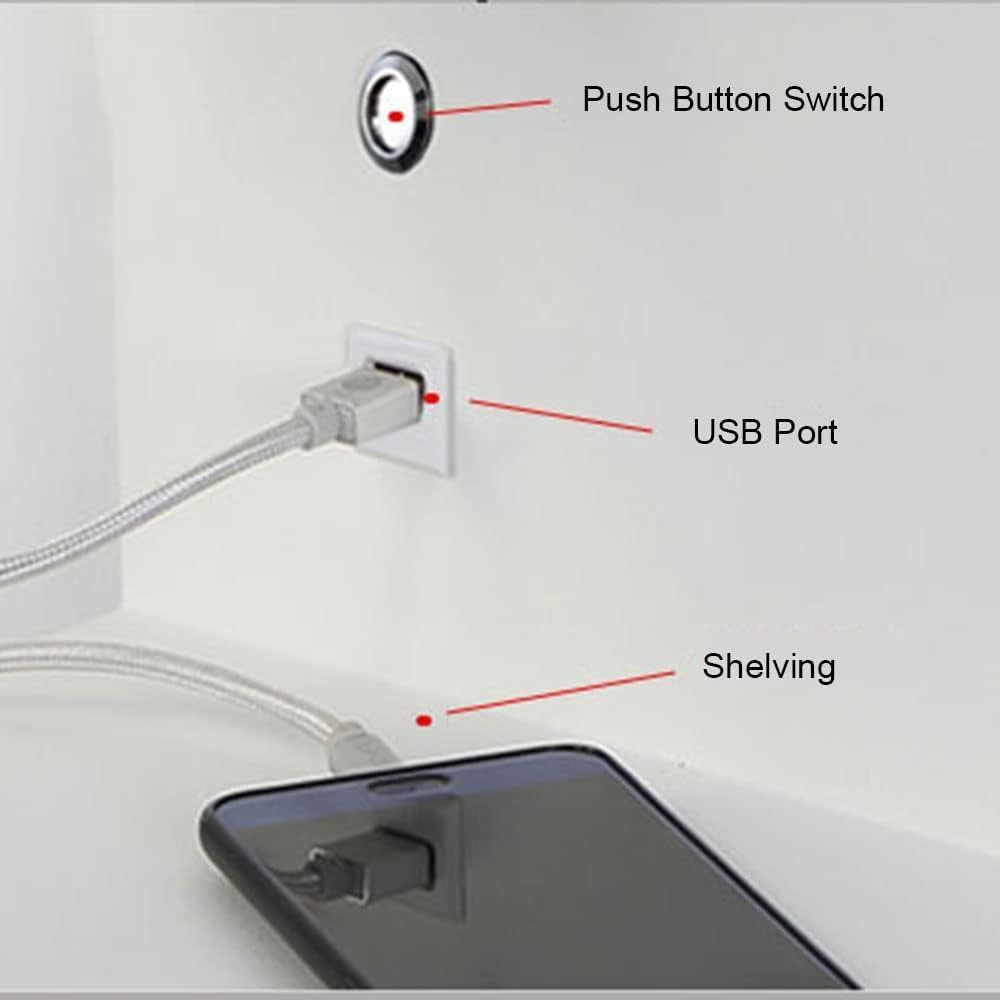 Luz De Pared Led De Cabecera con Puerto USB Y Interruptor Luces De Lectura Giratorias Modernas De 7w Lámpara De Pared De Aluminio Blanco con Estante para Dormitorio, Sala De Estar, Sala De, A