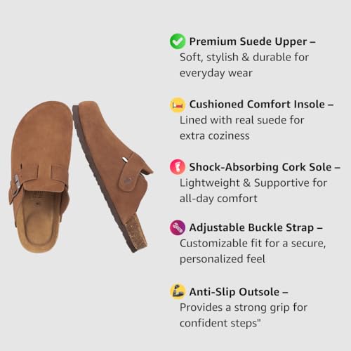 Image of EMMA NEW YORK Womens Clogs Mules Slip-On for Women with Arch Support Cork Footbed Potato Shoes