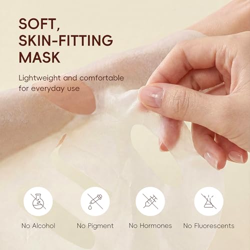 Image of 3 Pack Rice Glow Mask, Rejuvenating Clarity Collagen Essence Facial Mask with 94.4% Triple Rice Ferment Complex & Hyaluronic Acid, Soft Skin-Fitting Mask Deeply Hydrated Skin
