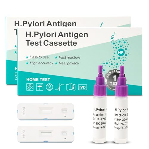 Evuioas H. Pylori Helicobacter Pylori Stool 2Test Kit, 10-15 Minutes, Highly Accurate, Easy to Use?Home Testing, No Lab Visit Required