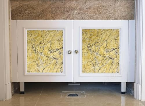 Image of WISDOM Countertop Peel and Stick Marble Contact Paper for Countertops Vinyl Waterproof Self Adhesive Countertop Contact Paper Marble Wallpaper (Yellow Marble Wallpaper, 24x100 inch)