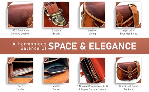 Women Vintage Style Genuine Brown Leather Crossbody Satchel Bag Handmade Purse2