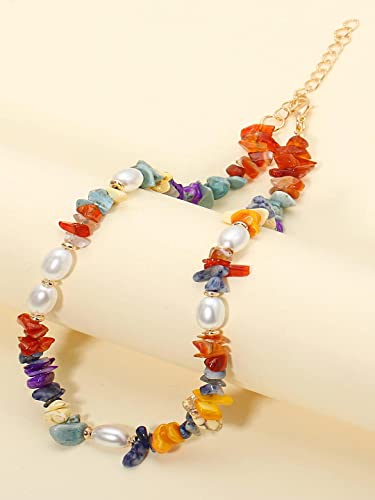 Image of Yellow Chimes Necklace for Women and Girls Fashion Choker Necklace for Women Carnelian Stone Pearl Choker Necklace for Girls | Birthday Gift for Girls and women