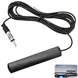 Antena Radio Coche, Antena Coche FM Interior, Amplificada con Conector DIN y Cable 3 Metros, Adhesiva para Parabrisas Vehículos Camiones SUV Caravanas Tractores Barcos Receptor Estéreo Autoradio