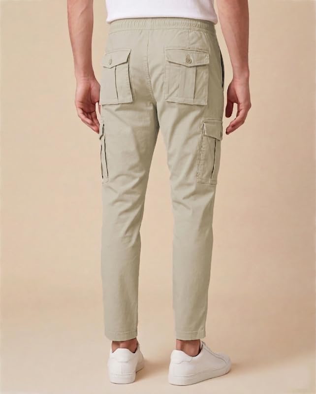 Image of WarriorWorld Men's Cotton Cargo Joggers - Greige