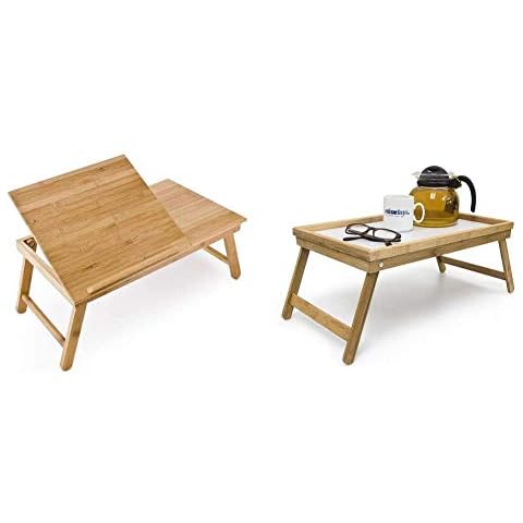 Relaxdays Laptoptisch aus Bambus HBT: 24 x 55 x 33 cm Beistelltisch, Natur & Betttablett Bambus Cover