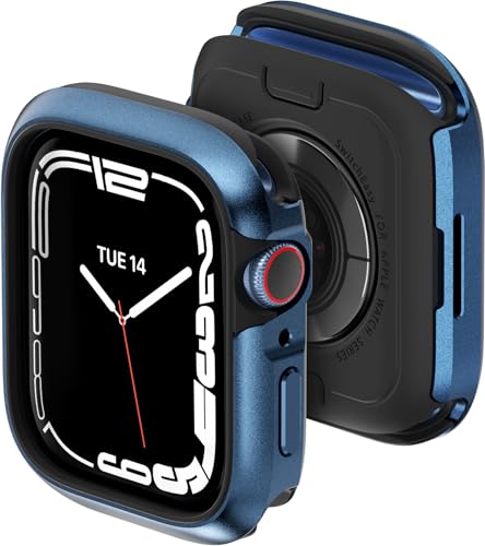 MAGEASY Aircraft-Grade Aluminum Case for 45mm Apple Watch Series 9, Series 8, Series 7 | Hard Shell with Shock-Absorbing Inner Bumper for Maxed Protection, Odyssey - Blue