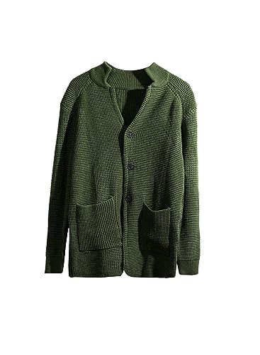 yoeasy Men Stand Collar Chunky Button Down Cardigan Sweater Long Sleeve Slim Fit Ribbed Knitted Sweater with Pockets2