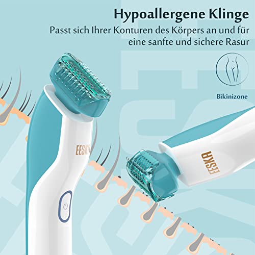 Damenrasierer elektrisch, EESKA Intimrasierer für Frauen, Elektrorasierer Damen für Armen, Beinen, Achseln und Bikinizone, IPX7 Wasserdichter Bikini-Trimmer für Damen, Aufladbar - Image 4