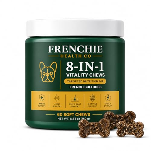 Frenchie Health Co 8-in-1 Daily Health Chews Frenchie Health Cos Vitality Chew 60 Count Dog Health Chews Specifically Designed for Bulldogs French Bulldog Vitamins(1)