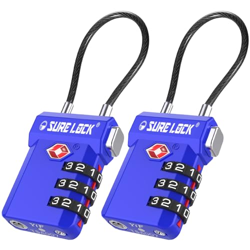 Image of SURE LOCK TSA Compatible Travel Luggage Locks, Inspection Indicator, Easy Read Dials (Sky Blue 2 Pack)