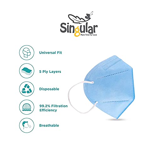 SINGULAR Single Use Mask Pack of 100 N95 Masks for Men and Women Disposable N95 Mask 100 pieces