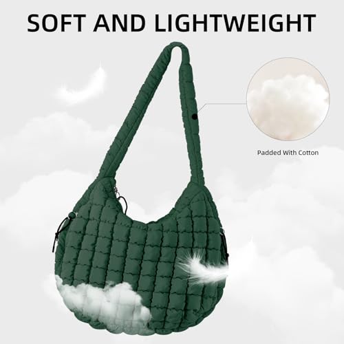 Image of Puffer Quilted Shoulder Bag Large Puffer Tote Bag for Women,Hobo Quilted Tote Bag Crossbody Shoulder Handbags Puff Purse