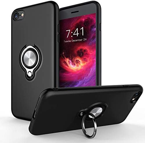 iPhone 6 Plus Case,iPhone 6s Plus Case, iCaber 360 Degree Rotating Ring Holder Grip Case Dual Layer Protective Cover Compatible for iPhone 6 Plus/6s Plus (Black)