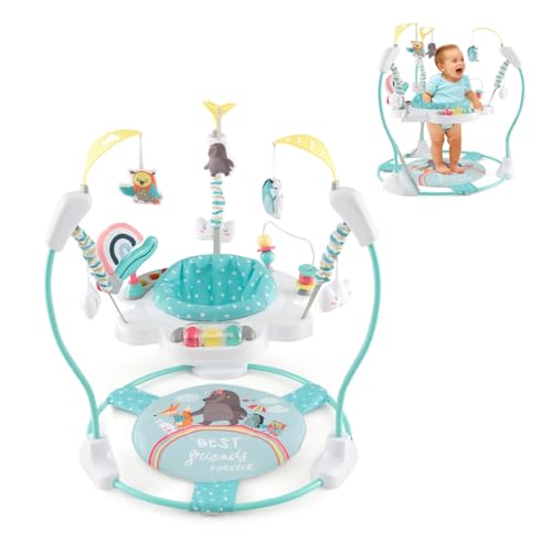 LIFEZEAL Centro de Actividades 2 en 1 para bebé, Jumperoo Baby con Asiento Giratorio 360°, Andador con Juguetes, Centro de Juegos con Luces y melodías, para niño pequeño (Azul 1)