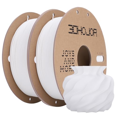 3DHoJor Matte PLA Filament 1.75mm, Upgrade Matte 3D Printer PLA Filament, 1KG*2 Bundle Cardboard Spool 3D Printing Filament for 3D Printers(Matte White 2Pack)